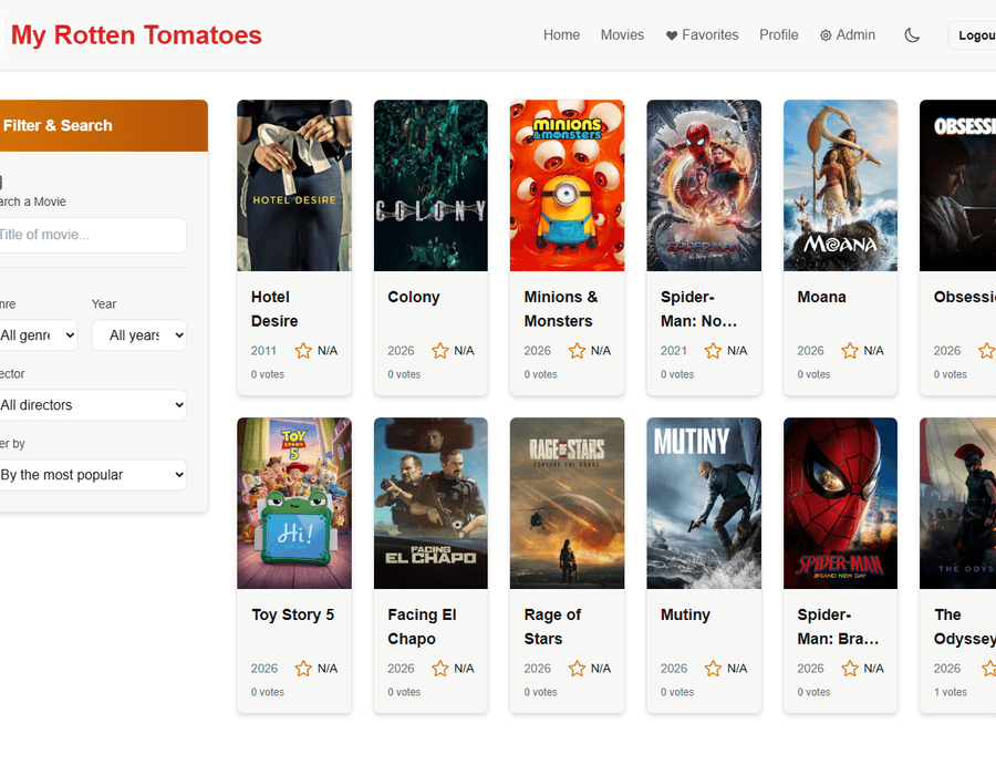 Movie catalog with search and filters